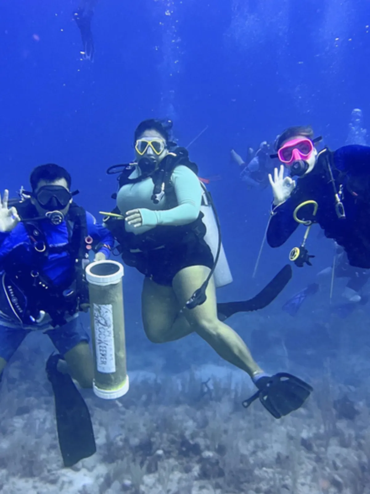 Divers training underwater